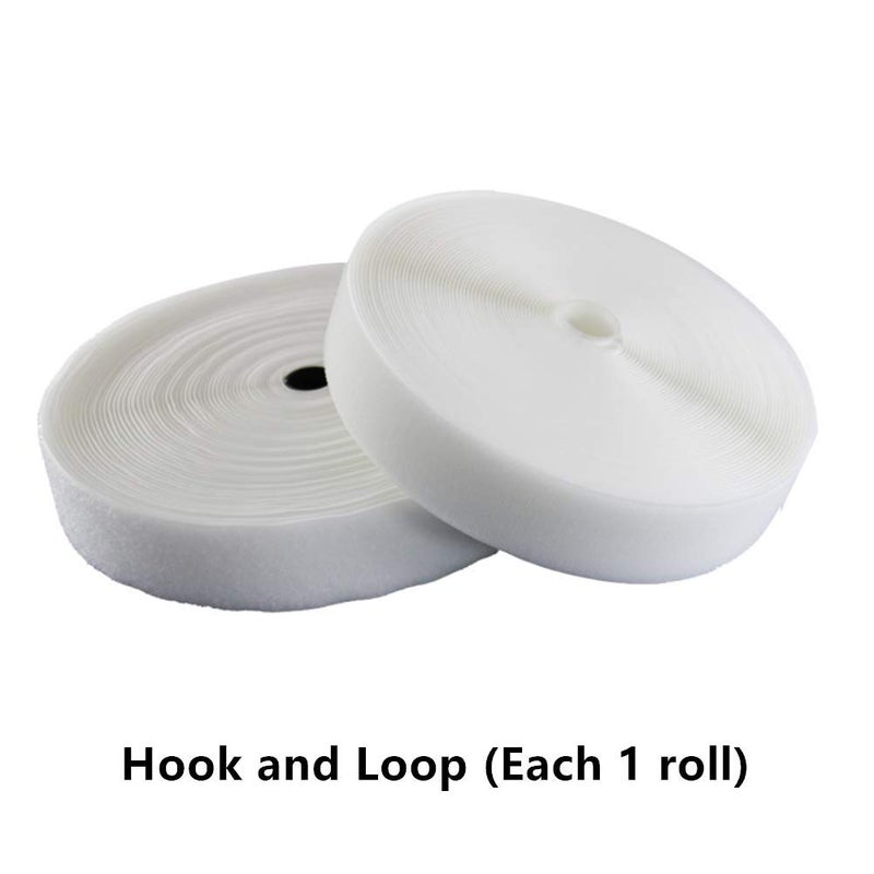 Missyoung Sew on Hook and Loop Tape 3/4 Inch Width, Non-Adhesive Sticky Back, Sewing Fastening Tape Nylon Fabric Fastener Interlocking Tape Sewing Fasteners for Sewing DIY Crafts (White, 16.4FT) - Image 3